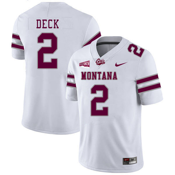 Montana Grizzlies #2 Drew Deck College Football Jerseys Stitched Sale-White